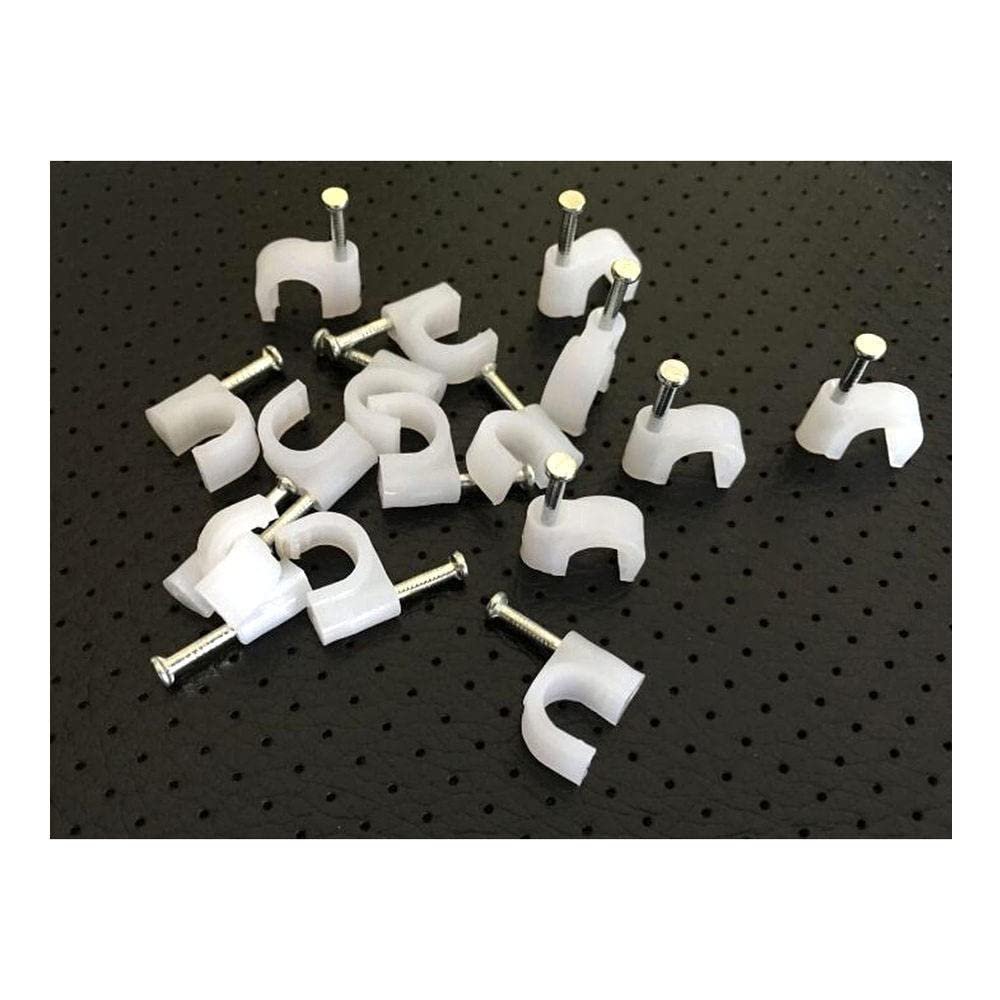 50pcs 20mm Round Steel Nail Cable Wire Wall Hanging Screw Clips Cable Clips
