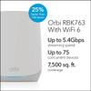 Netgear Orbi RBK763-100NAR AX5400 Tri-band WiFi 6 Mesh System, 5.4Gbps, Router and 2 Satellites (Renewed) view 2