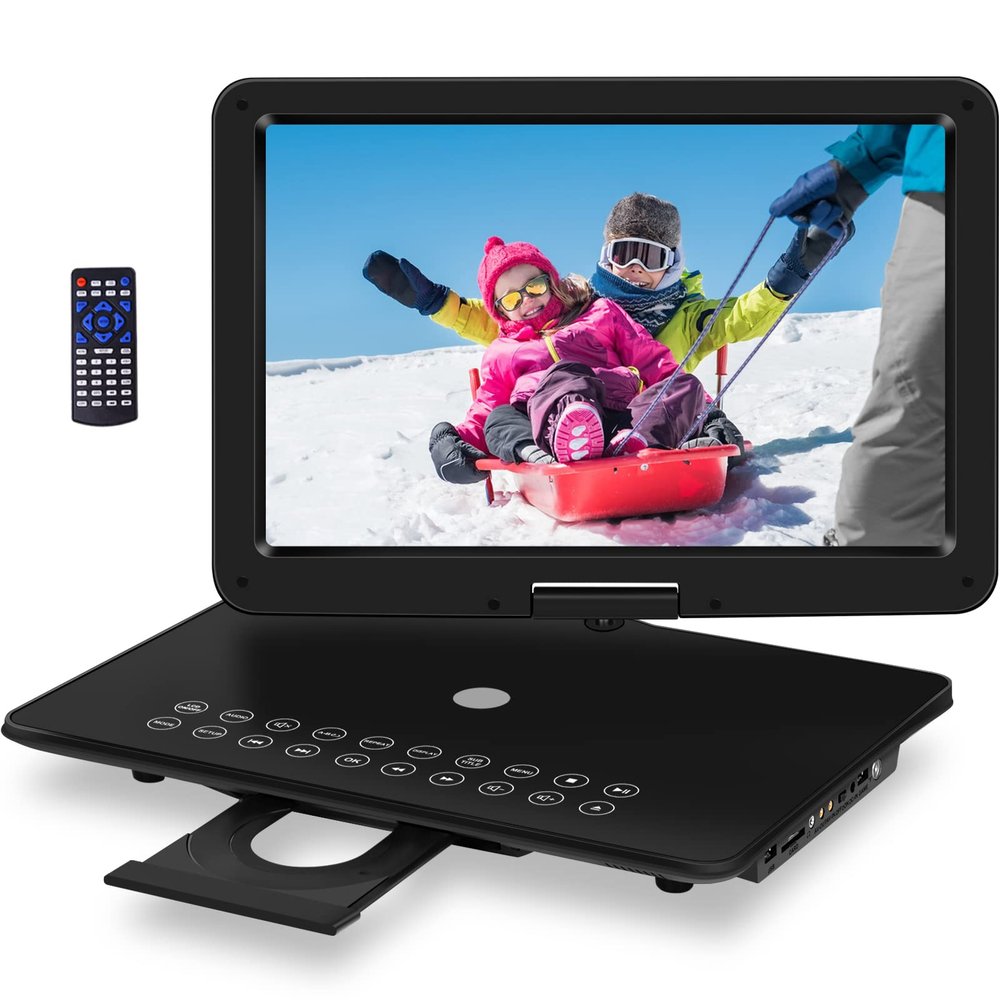 19.6" Portable DVD Player with 17.1" HD Swivel Screen, 4H Rechargeable Battery, Support USB/SD Card/Discs/Sync TV, Dual Stereo Speakers, Last Memory, Car Charger, Remote Control, Black