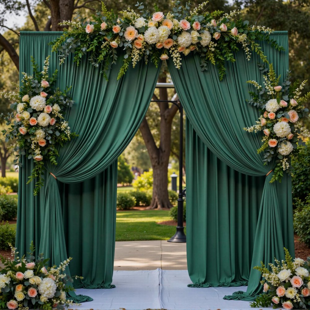 10ftx10ft Blackish Green Polyester Curtain Drapes 5X10ft 2 Panels Photography Backdrop Drapes for Wedding Reception Home Decoration
