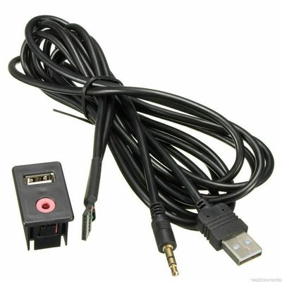 3 In 1 Portable Audio USB 3.5MM AUX Adapter Dash Flush Mount Panel With 1.5M Cable Accessory for Car Boat