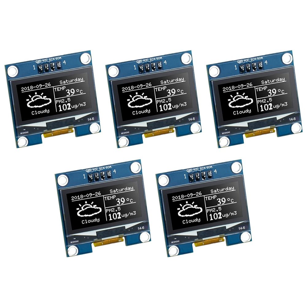Hosyond 5 Pcs 1.3 Inch IIC I2C OLED Display Module 128x64 Pixel SH1106 Screen Module Compatible with Arduino/Raspberry Pi (White)