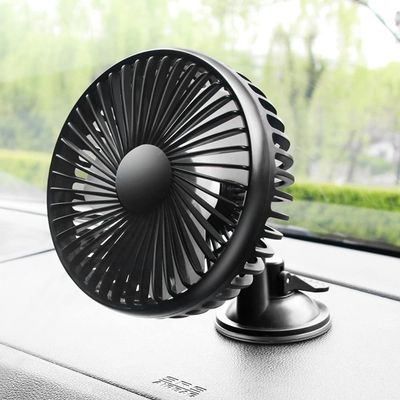 gofidin 12V/24V Mini Car Fan ABS Black Auto Single Head Fan USB Universal Car Fan Suction Cup 360 degree Cooling Fan