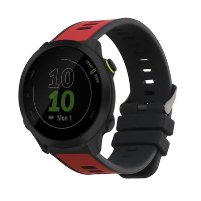 kwmobile Strap Compatible with Garmin Forerunner 55 Strap - Replacement Silicone Watch Band - Red/Black