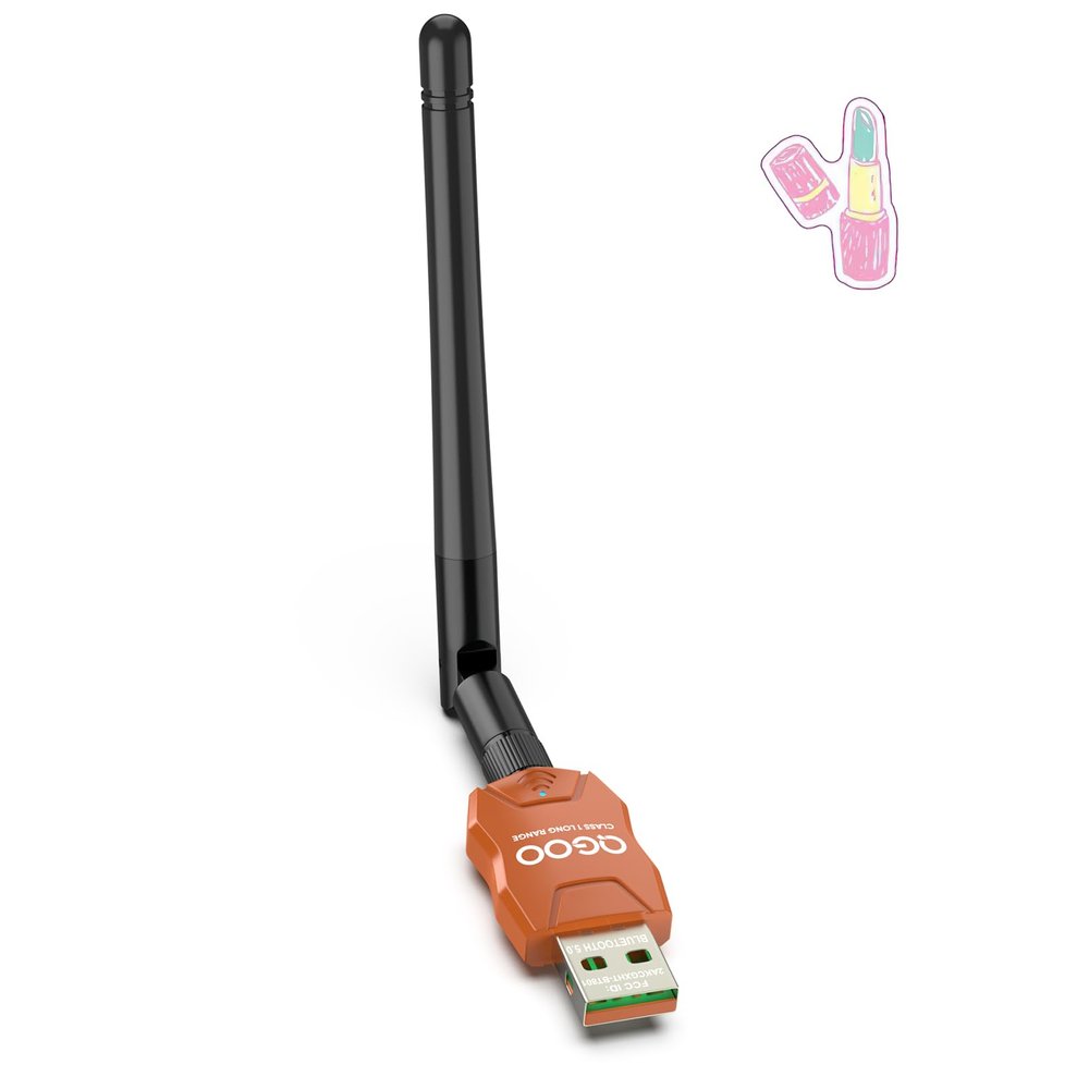 Class 1 Long Range Bluetooth Adapter for PC, QGOO USB Bluetooth Adapter for PC 5.3+EDR, Dongle Receiver Support Windows10/8.1/8/7orange-161
