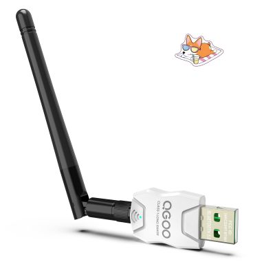 Class 1 Long Range Bluetooth Adapter for PC, QGOO USB Bluetooth Adapter for PC 5.3+EDR, Dongle Receiver Support Windows10/8.1/8/7white-065