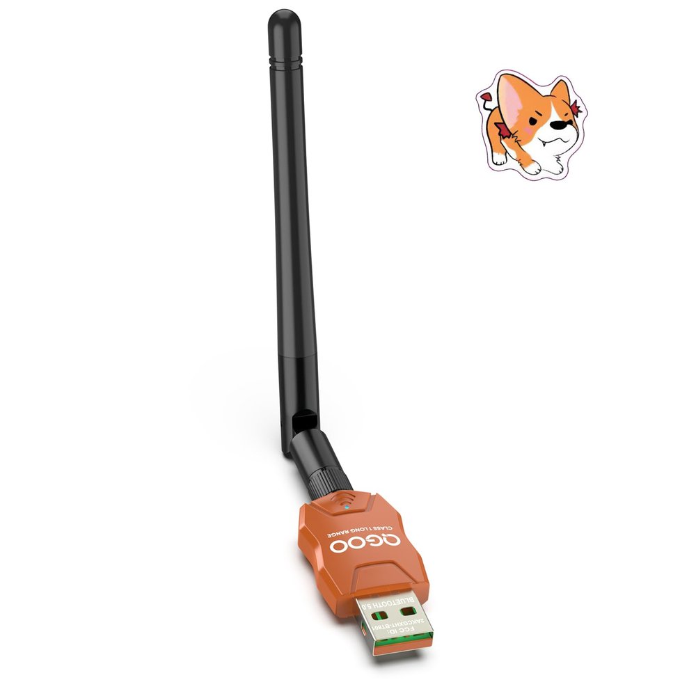 Class 1 Long Range Bluetooth Adapter for PC, QGOO USB Bluetooth Adapter for PC 5.3+EDR, Dongle Receiver Support Windows10/8.1/8/7orange-028
