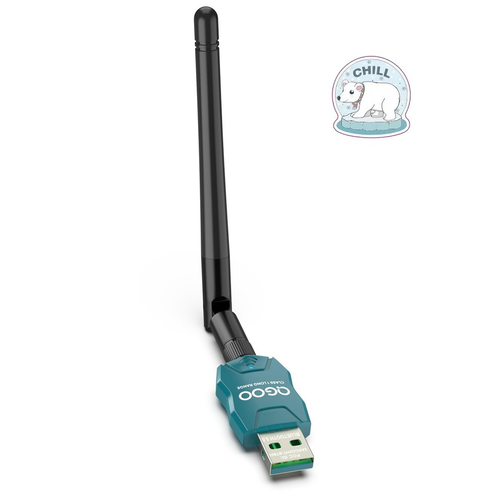 Class 1 Long Range Bluetooth Adapter for PC, QGOO USB Bluetooth Adapter for PC 5.3+EDR, Dongle Receiver Support Windows10/8.1/8/7green-195