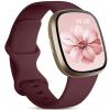 Odbeai Compatible with Fitbit Sense&Sense2 Bands/Versa 3&4 Bands Women Men,Soft Replacement Wristbands Sport Band Strap Accessories for Versa 3&4/Sense&Sense2 Smart Watch(Small, Wine Red) view 1