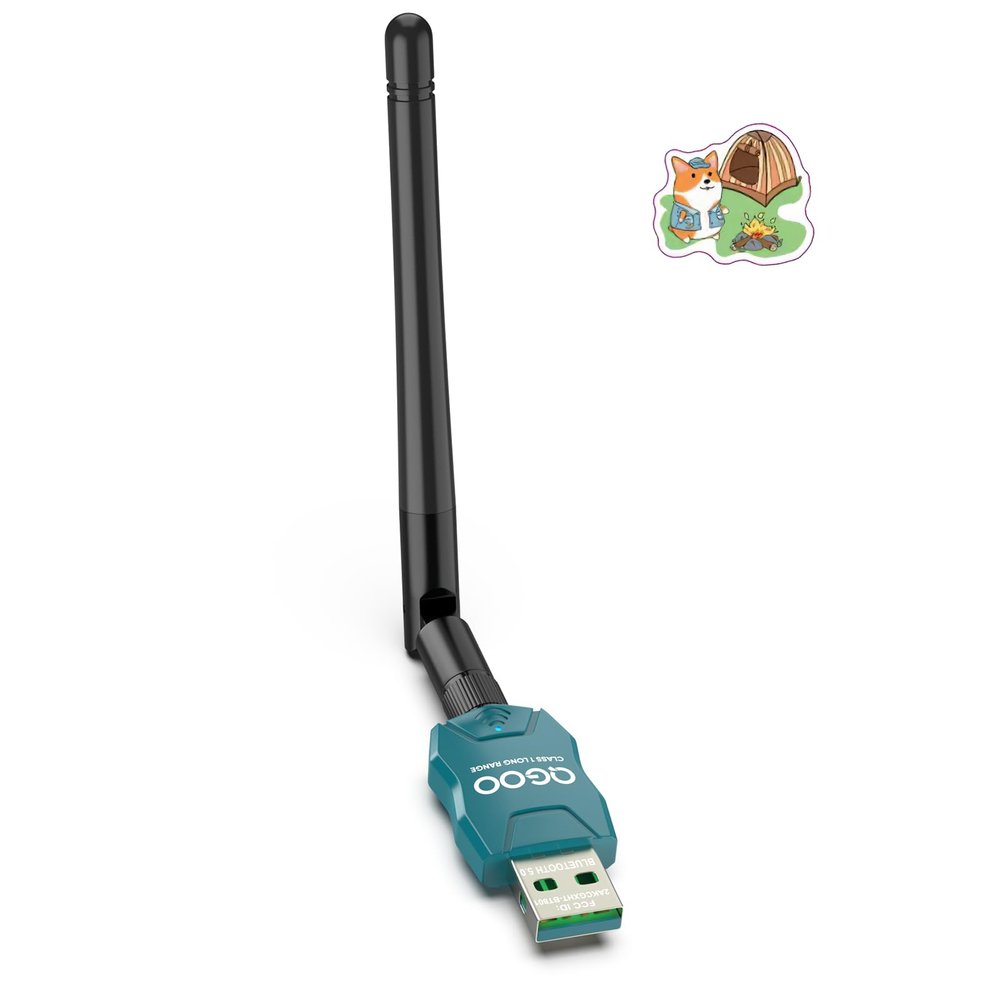 Class 1 Long Range Bluetooth Adapter for PC, QGOO USB Bluetooth Adapter for PC 5.3+EDR, Dongle Receiver Support Windows10/8.1/8/7green-030