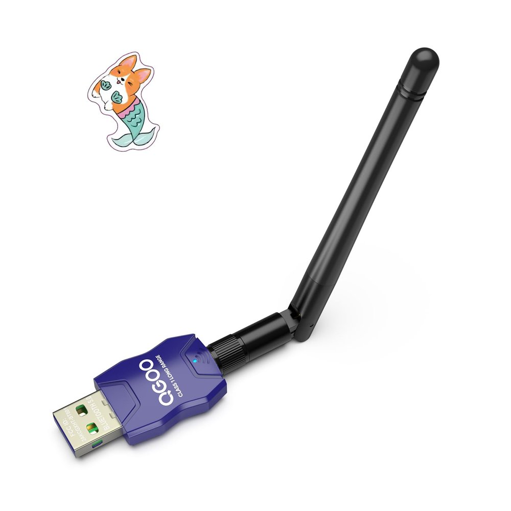 Class 1 Long Range Bluetooth Adapter for PC, QGOO USB Bluetooth Adapter for PC 5.3+EDR, Dongle Receiver Support Windows10/8.1/8/7blue-195