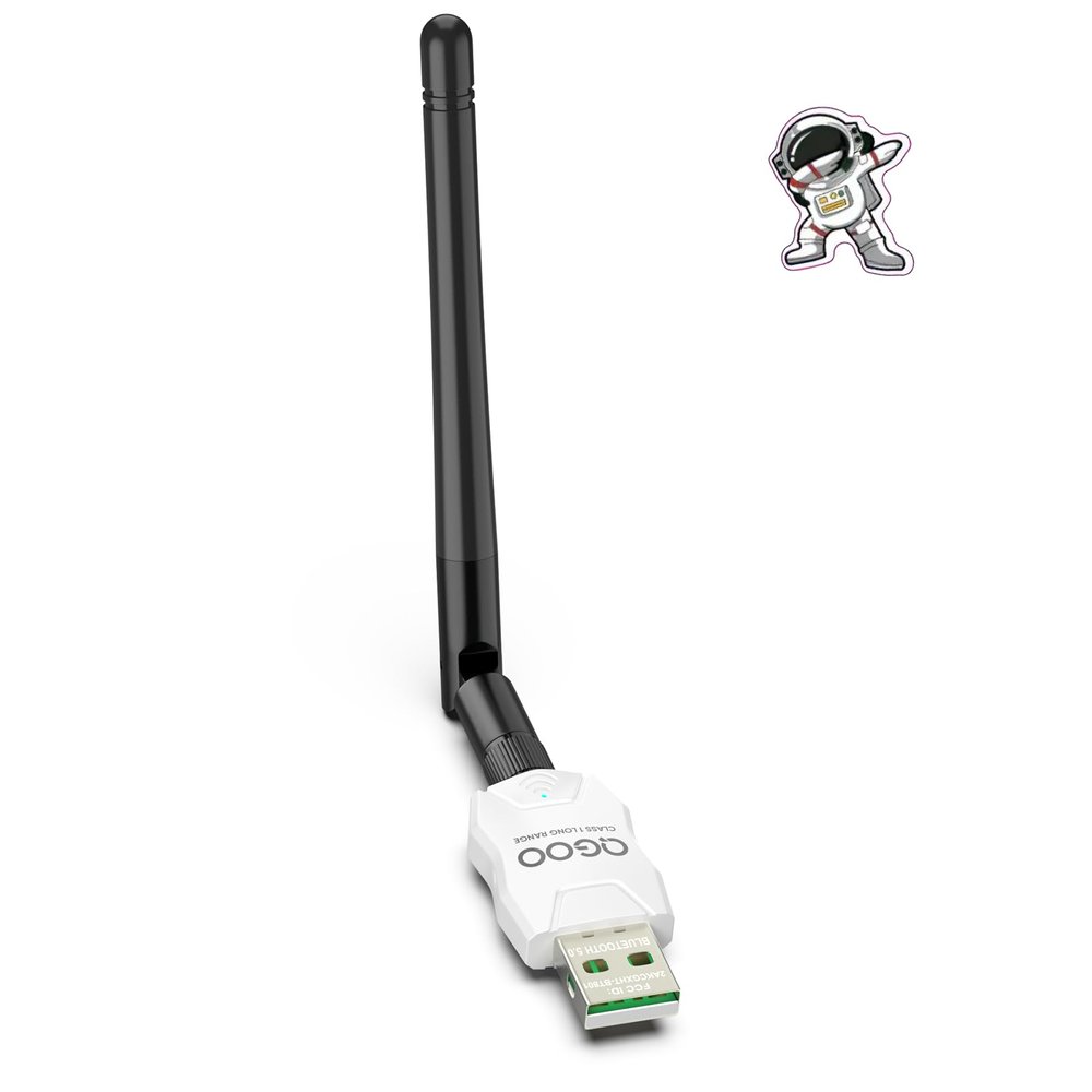 Class 1 Long Range Bluetooth Adapter for PC, QGOO USB Bluetooth Adapter for PC 5.3+EDR, Dongle Receiver Support Windows10/8.1/8/7white-110