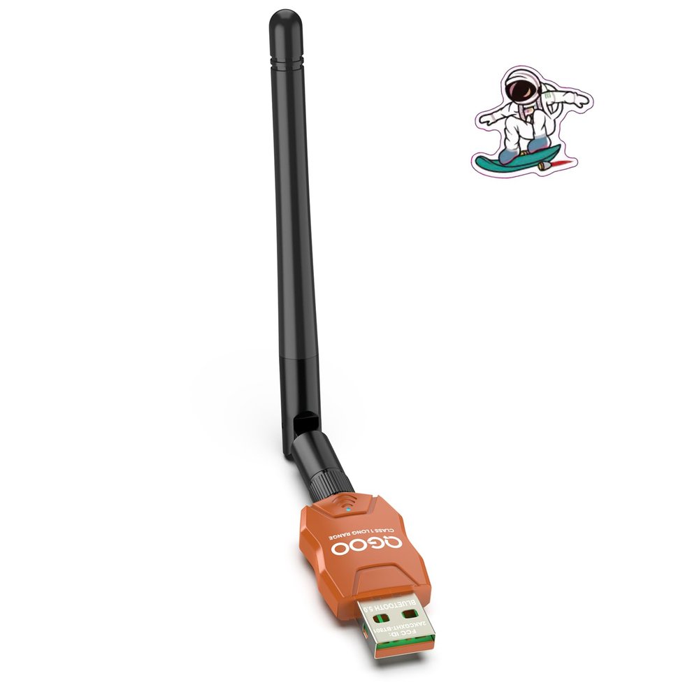 Class 1 Long Range Bluetooth Adapter for PC, QGOO USB Bluetooth Adapter for PC 5.3+EDR, Dongle Receiver Support Windows10/8.1/8/7orange-091