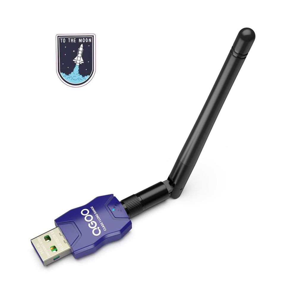 Class 1 Long Range Bluetooth Adapter for PC, QGOO USB Bluetooth Adapter for PC 5.3+EDR, Dongle hReceiver Support Windows10/8.1/8/7blue-106