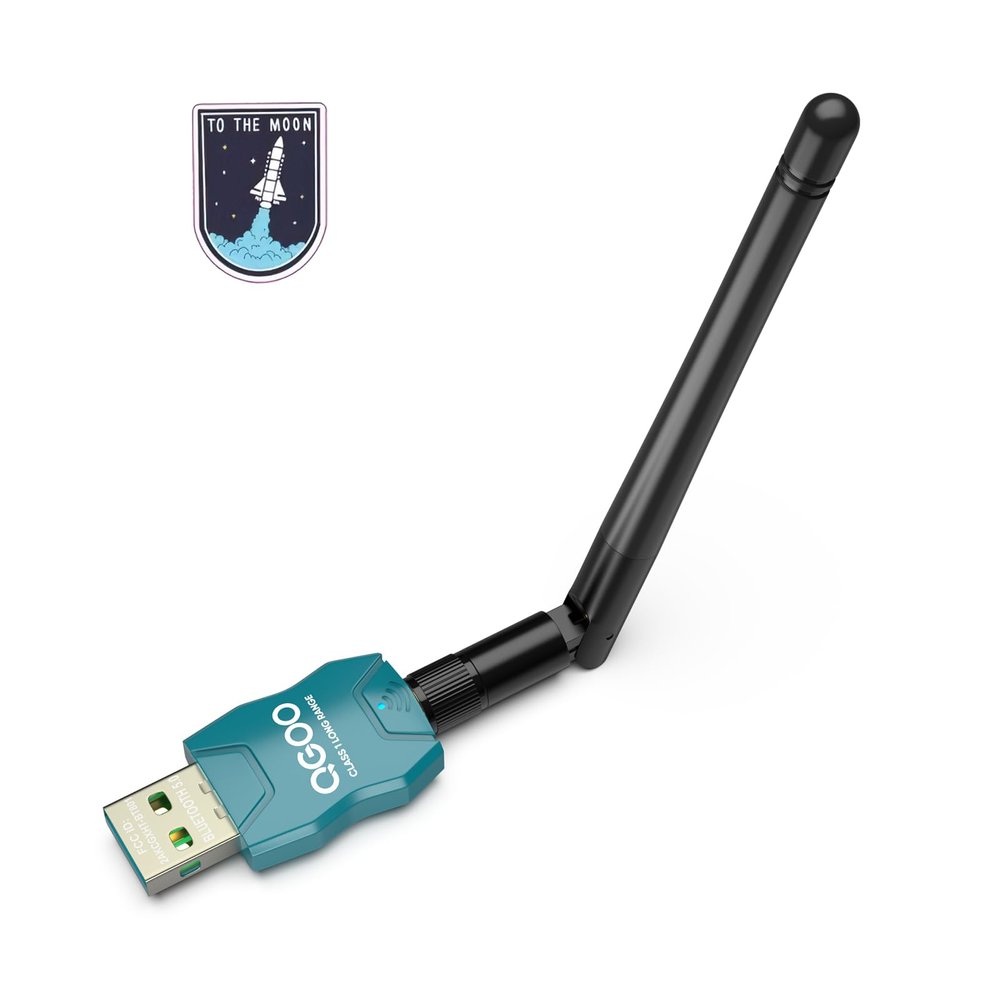 Class 1 Long Range Bluetooth Adapter for PC, QGOO USB Bluetooth Adapter for PC 5.3+EDR, Dongle Receiver Support Windows10/8.1/8/7green-111