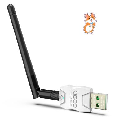 Class 1 Long Range Bluetooth Adapter for PC, QGOO USB Bluetooth Adapter for PC 5.3+EDR, Dongle Receiver Support Windows10/8.1/8/7white-246