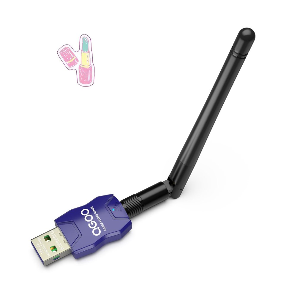 Class 1 Long Range Bluetooth Adapter for PC, QGOO USB Bluetooth Adapter for PC 5.3+EDR, Dongle Receiver Support Windows10/8.1/8/7blue-147