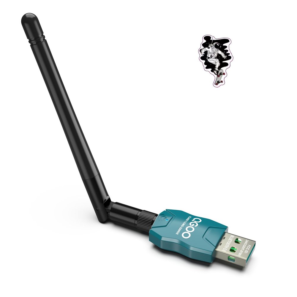 Class 1 Long Range Bluetooth Adapter for PC, QGOO USB Bluetooth Adapter for PC 5.3+EDR, Dongle Receiver Support Windows10/8.1/8/7green-102
