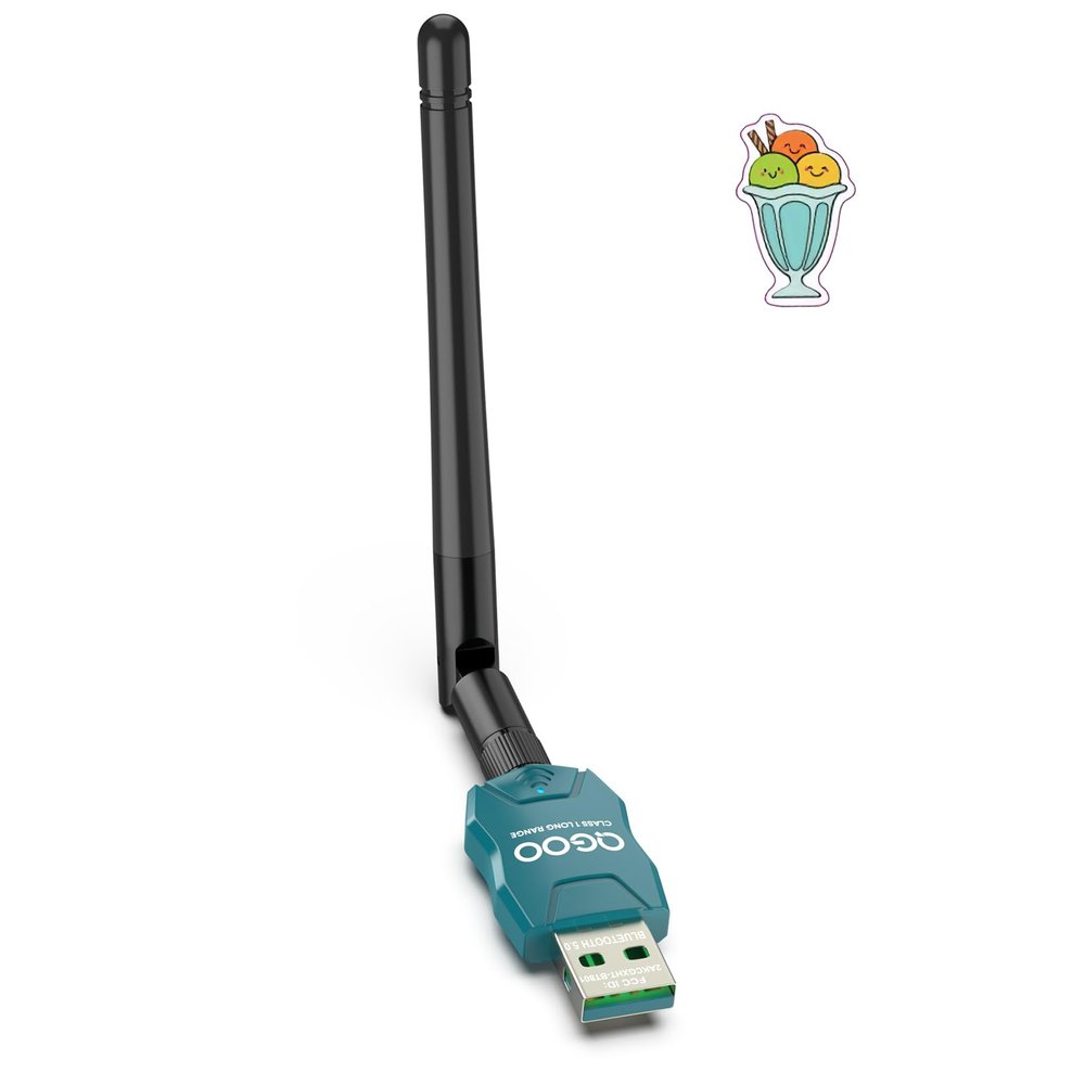 Class 1 Long Range Bluetooth Adapter for PC, QGOO USB Bluetooth Adapter for PC 5.3+EDR, Dongle Receiver Support Windows10/8.1/8/7green-189