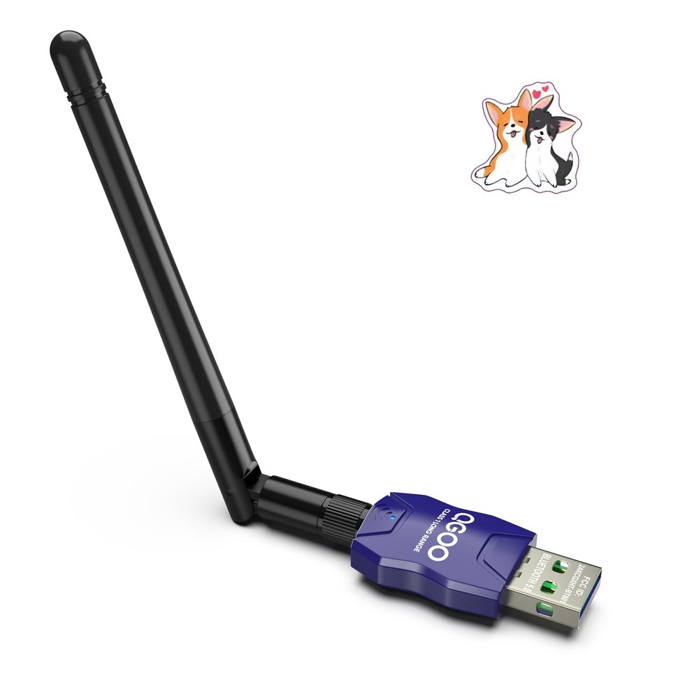 Class 1 Long Range Bluetooth Adapter for PC, QGOO USB Bluetooth Adapter for PC 5.3+EDR, Dongle Receiver Support Windows10/8.1/8/7blue-040