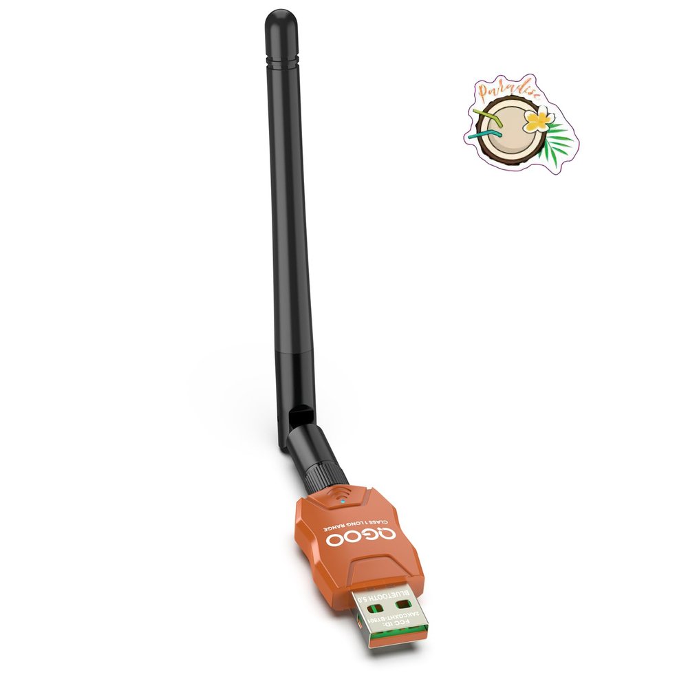 Class 1 Long Range Bluetooth Adapter for PC, QGOO USB Bluetooth Adapter for PC 5.3+EDR, Dongle Receiver Support Windows10/8.1/8/7orange-156