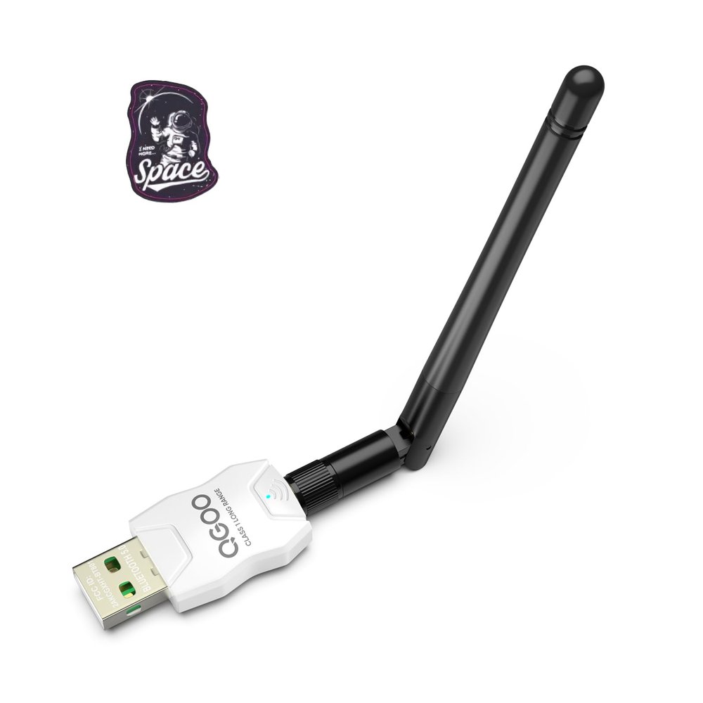 Class 1 Long Range Bluetooth Adapter for PC, QGOO USB Bluetooth Adapter for PC 5.3+EDR, Dongle Receiver Support Windows10/8.1/8/7white-213