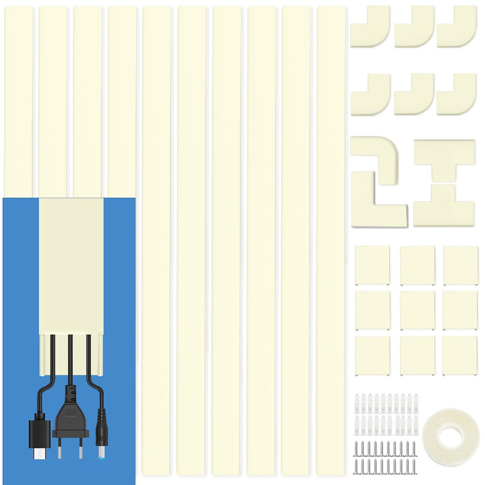 Cord Cover Wall Raceway Kit - 157" Cable Concealer, Wire Hiders for TV Wall Mounting and Wire Management, Beige