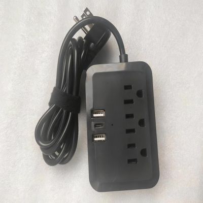 Power Strip Surge Protector with USB-C (3.0A), 5 ft Flat Extension Cord, Power Strip with 3 Outlets 3 USB Ports, Desktop Charging Station, Compact for Home,Travel,Office(Black 1 Pack)