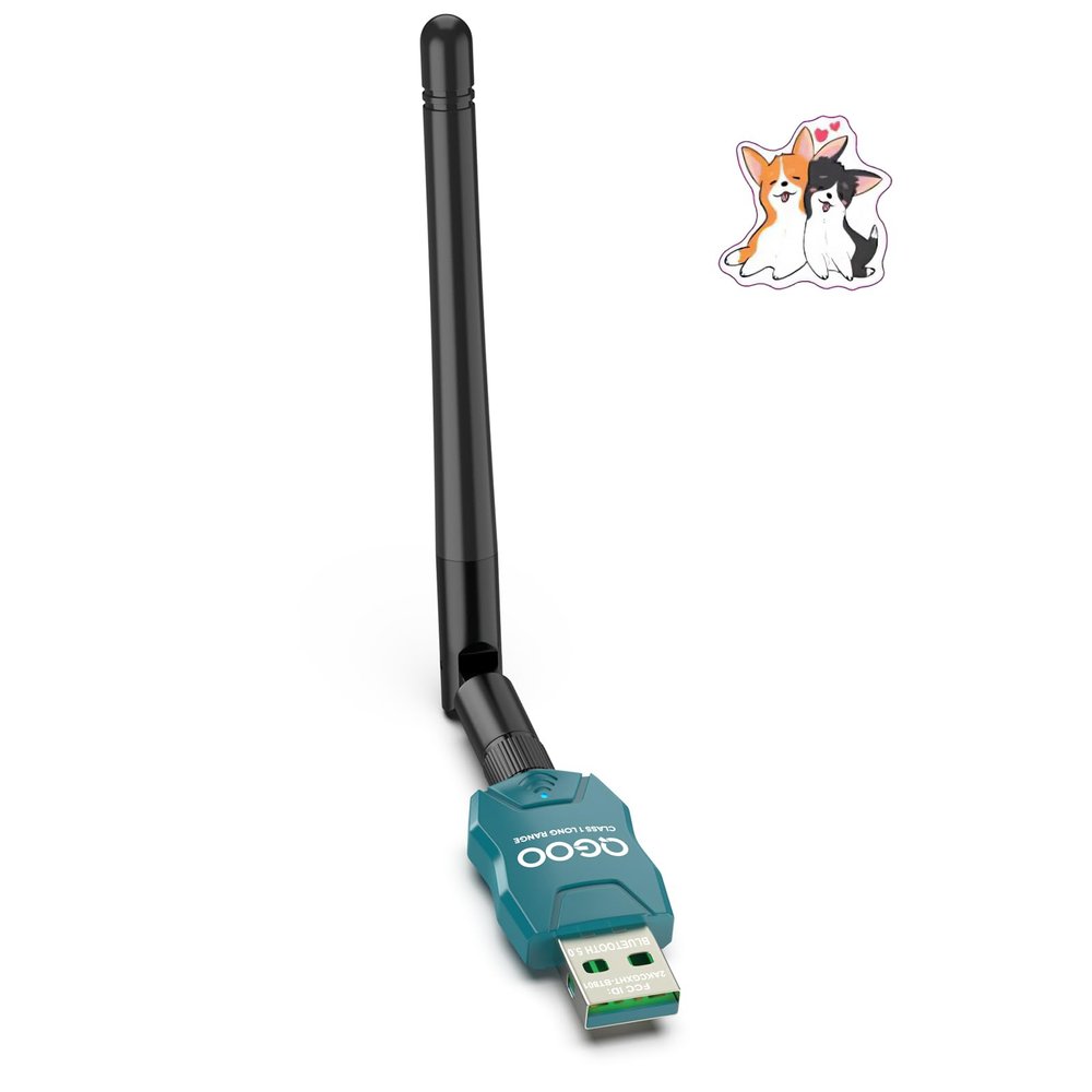 Class 1 Long Range Bluetooth Adapter for PC, QGOO USB Bluetooth Adapter for PC 5.3+EDR, Bluetooth Dongle Bluetooth Receiver Support Windows10/8.1/8/7green-040