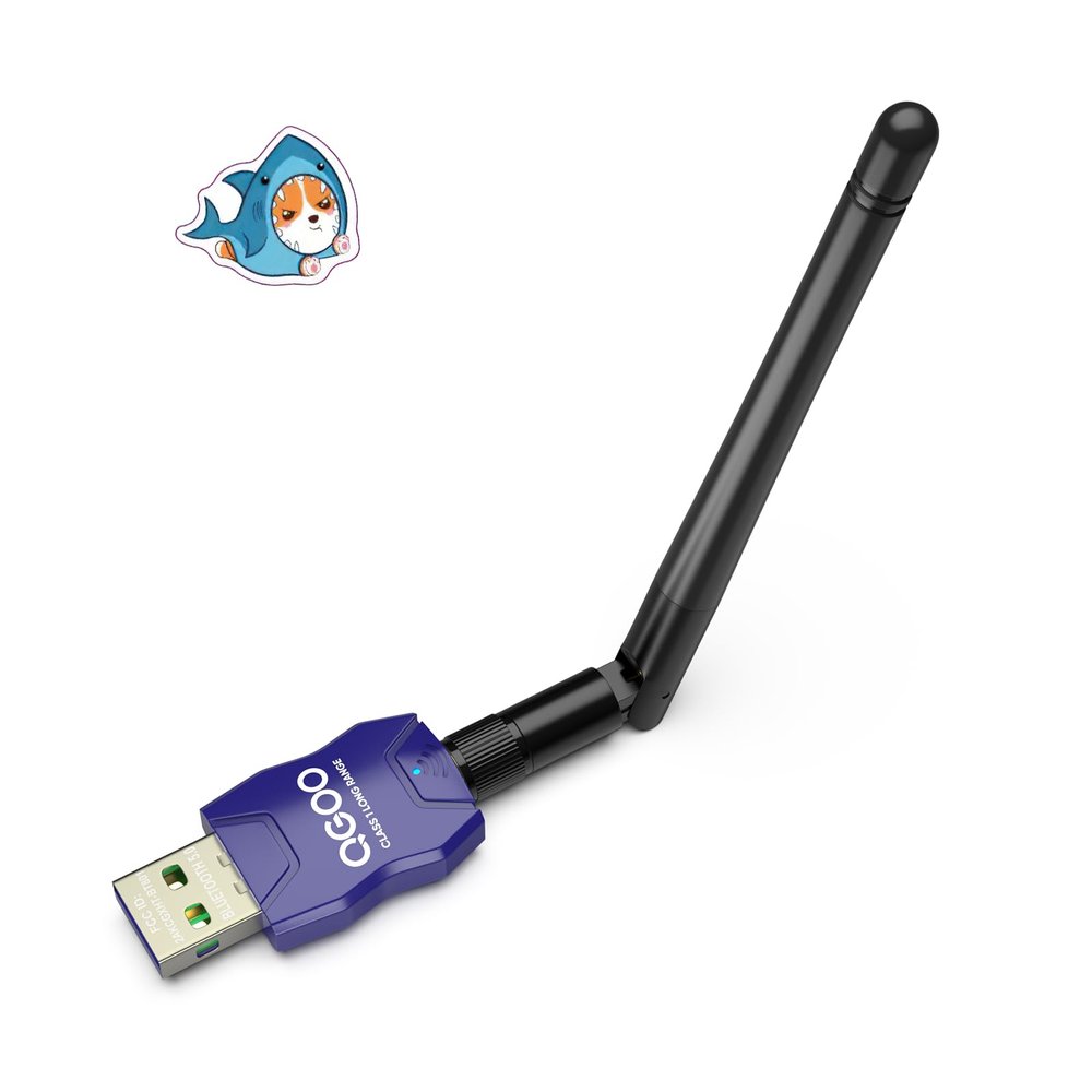 Class 1 Long Range Bluetooth Adapter for PC, QGOO USB Bluetooth Adapter for PC 5.3+EDR, Dongle Receiver Support Windows10/8.1/8/7blue-184