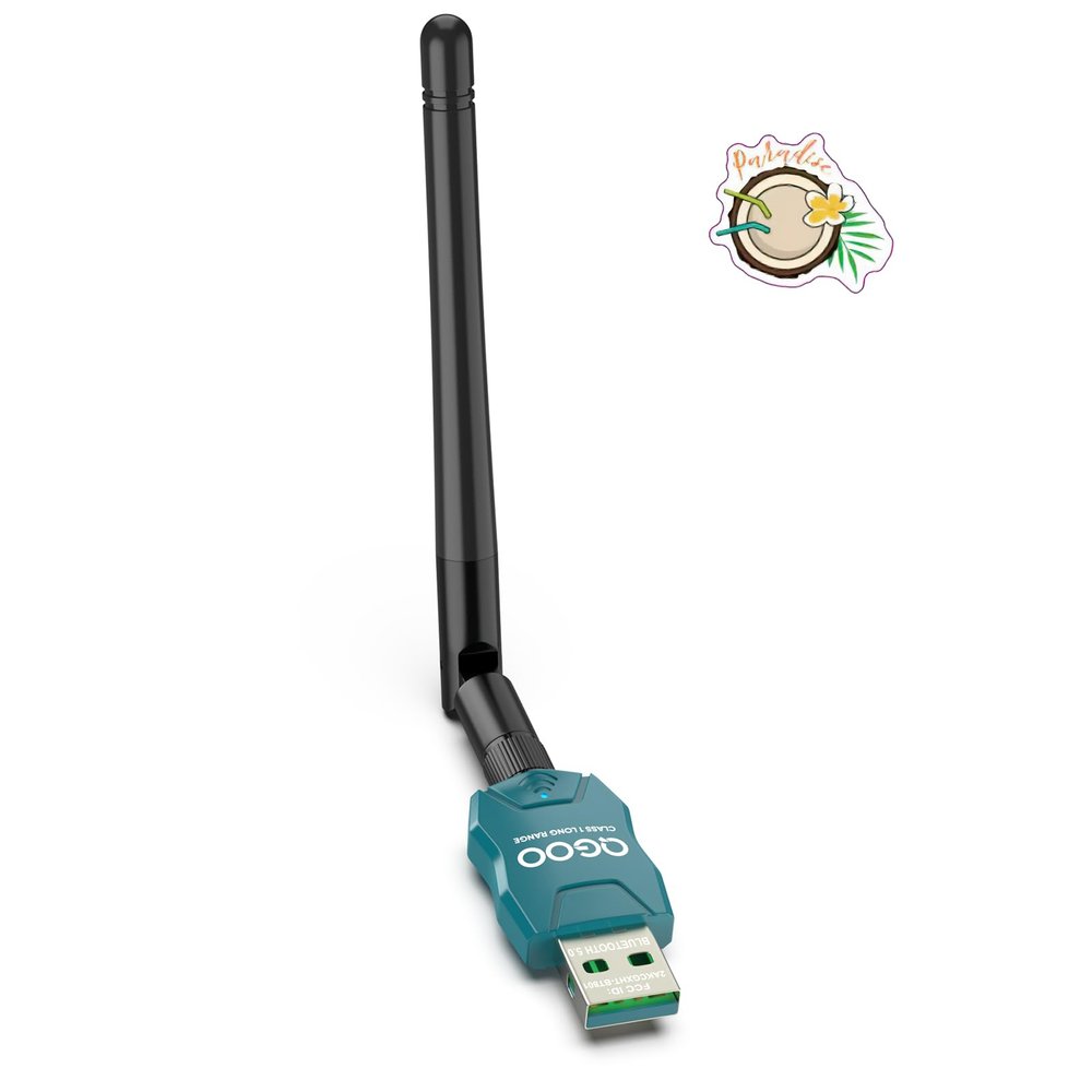 Class 1 Long Range Bluetooth Adapter for PC, QGOO USB Bluetooth Adapter for PC 5.3+EDR, Dongle Receiver Support Windows10/8.1/8/7green-211