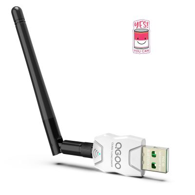 Class 1 Long Range Bluetooth Adapter for PC, QGOO USB Bluetooth Adapter for PC 5.3+EDR, Dongle Receiver Support Windows10/8.1/8/7white-200