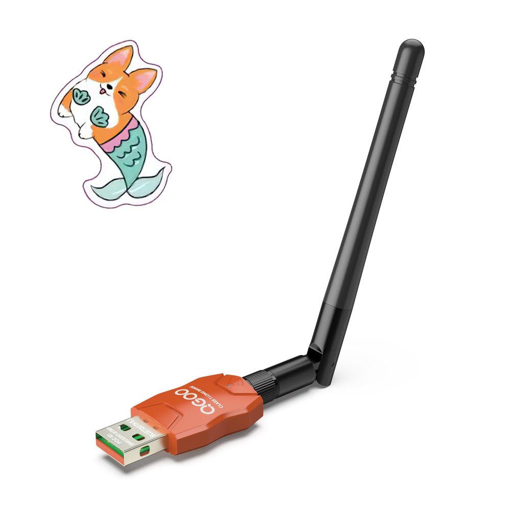 Class 1 Long Range Bluetooth Adapter for PC, QGOO USB Bluetooth Adapter for PC 5.3+EDR, Dongle Receiver Support Windows10/8.1/8/7orange-238