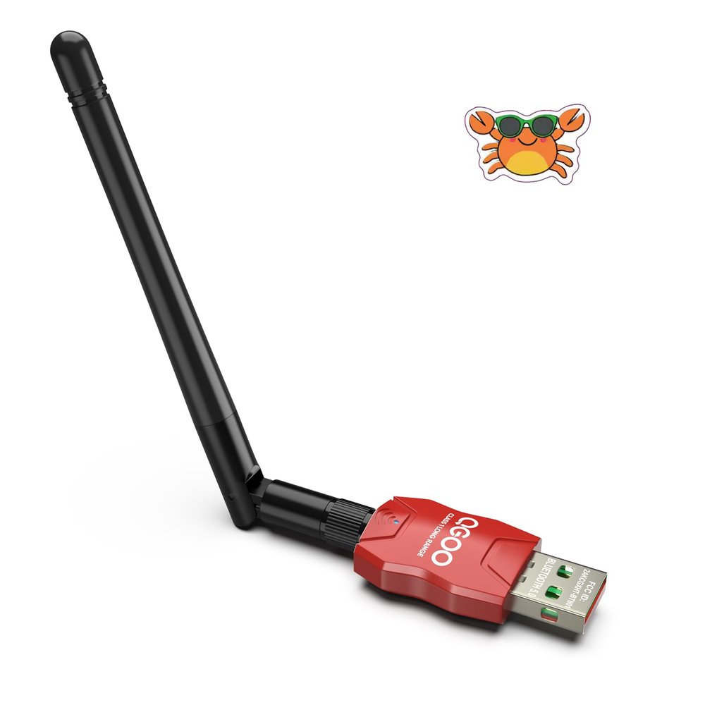 Class 1 Long Range Bluetooth Adapter for PC, QGOO USB Bluetooth Adapter for PC 5.3+EDR, Dongle Receiver Support Windows10/8.1/8/7red-155