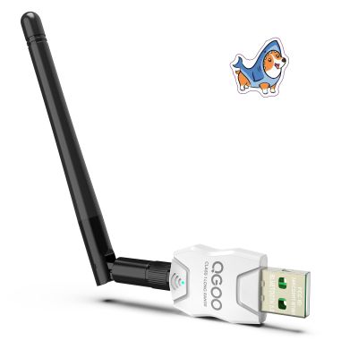 Class 1 Long Range Bluetooth Adapter for PC, QGOO USB Bluetooth Adapter for PC 5.3+EDR, Dongle Receiver Support Windows10/8.1/8/7white-060