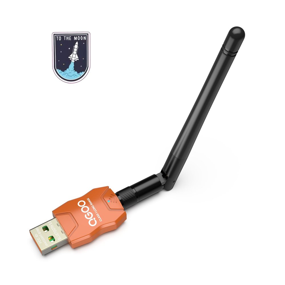 Class 1 Long Range Bluetooth Adapter for PC, QGOO USB Bluetooth Adapter for PC 5.3+EDR, Dongle Receiver Support Windows10/8.1/8/7orange-125