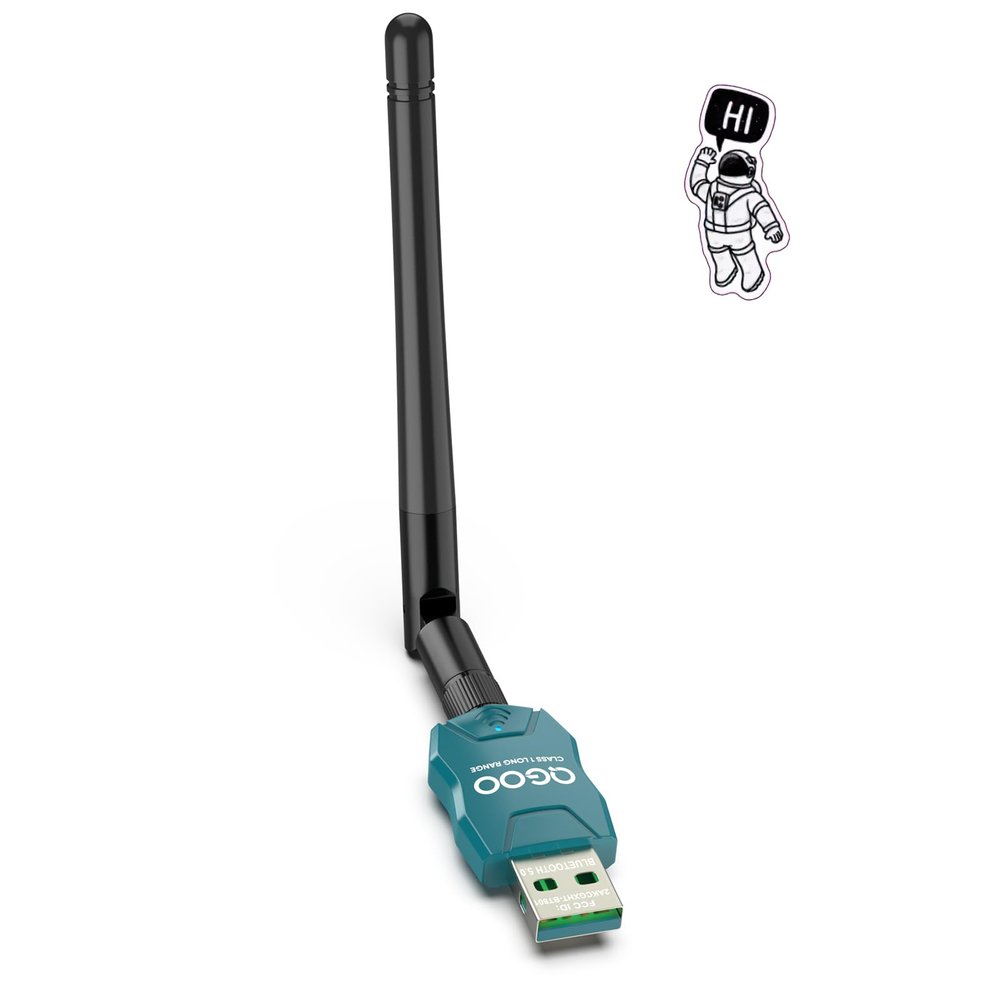 Class 1 Long Range Bluetooth Adapter for PC, QGOO USB Bluetooth Adapter for PC 5.3+EDR, Dongle Receiver Support Windows10/8.1/8/7green-226