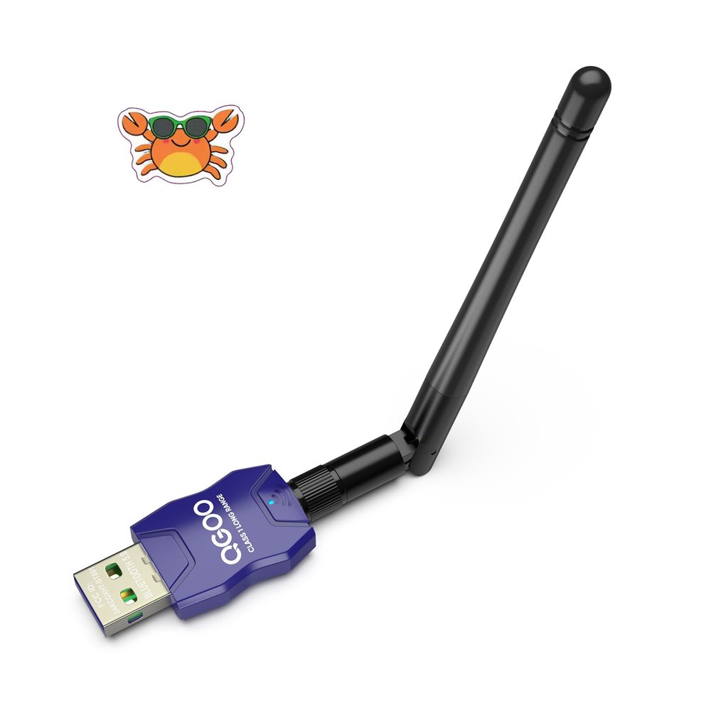 Class 1 Long Range Bluetooth Adapter for PC, QGOO USB Bluetooth Adapter for PC 5.3+EDR, Dongle Receiver Support Windows10/8.1/8/7blue-126