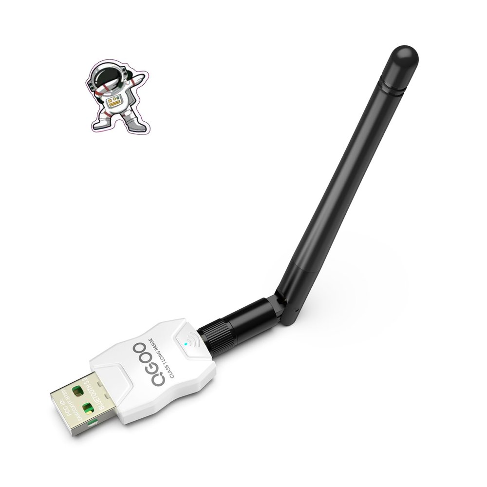 Class 1 Long Range Bluetooth Adapter for PC, QGOO USB Bluetooth Adapter for PC 5.3+EDR, Dongle Receiver Support Windows10/8.1/8/7white-108