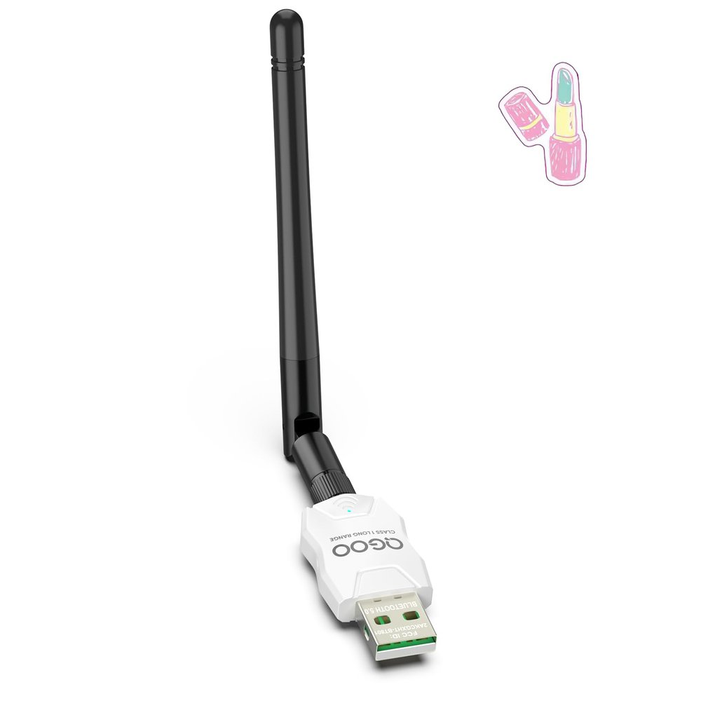 Class 1 Long Range Bluetooth Adapter for PC, QGOO USB Bluetooth Adapter for PC 5.3+EDR, Dongle Receiver Support Windows10/8.1/8/7white-174