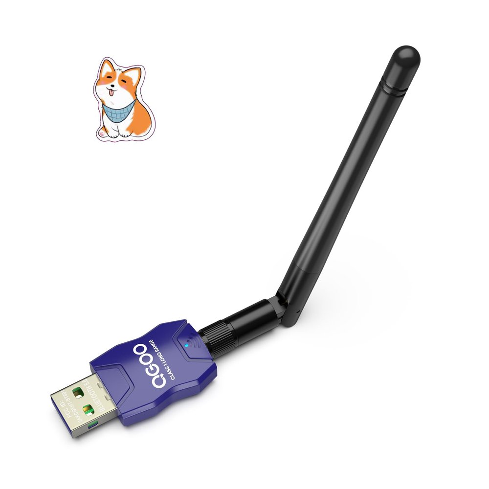 Class 1 Long Range Bluetooth Adapter for PC, QGOO USB Bluetooth Adapter for PC 5.3+EDR, Dongle Receiver Support Windows10/8.1/8/7blue-190