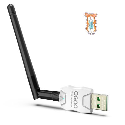 Class 1 Long Range Bluetooth Adapter for PC, QGOO USB Bluetooth Adapter for PC 5.3+EDR, Dongle Receiver Support Windows10/8.1/8/7white-235