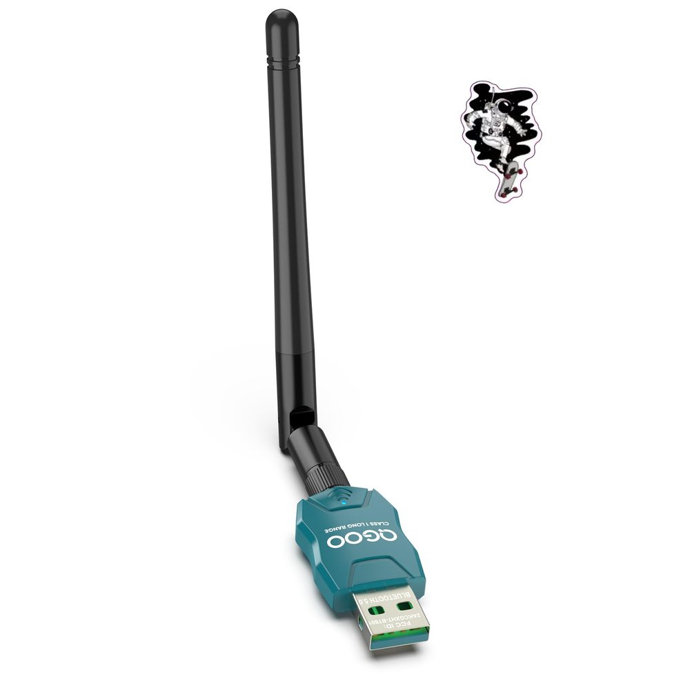 Class 1 Long Range Bluetooth Adapter for PC, QGOO USB Bluetooth Adapter for PC 5.3+EDR, Dongle Receiver Support Windows10/8.1/8/7green-101