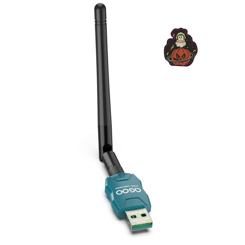 Class 1 Long Range Bluetooth Adapter for PC, QGOO USB Bluetooth Adapter for PC 5.3+EDR, Dongle Receiver Support Windows10/8.1/8/7green-090