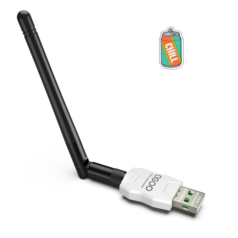 Class 1 Long Range Bluetooth Adapter for PC, QGOO USB Bluetooth Adapter for PC 5.3+EDR, Dongle Receiver Support Windows10/8.1/8/7white-199