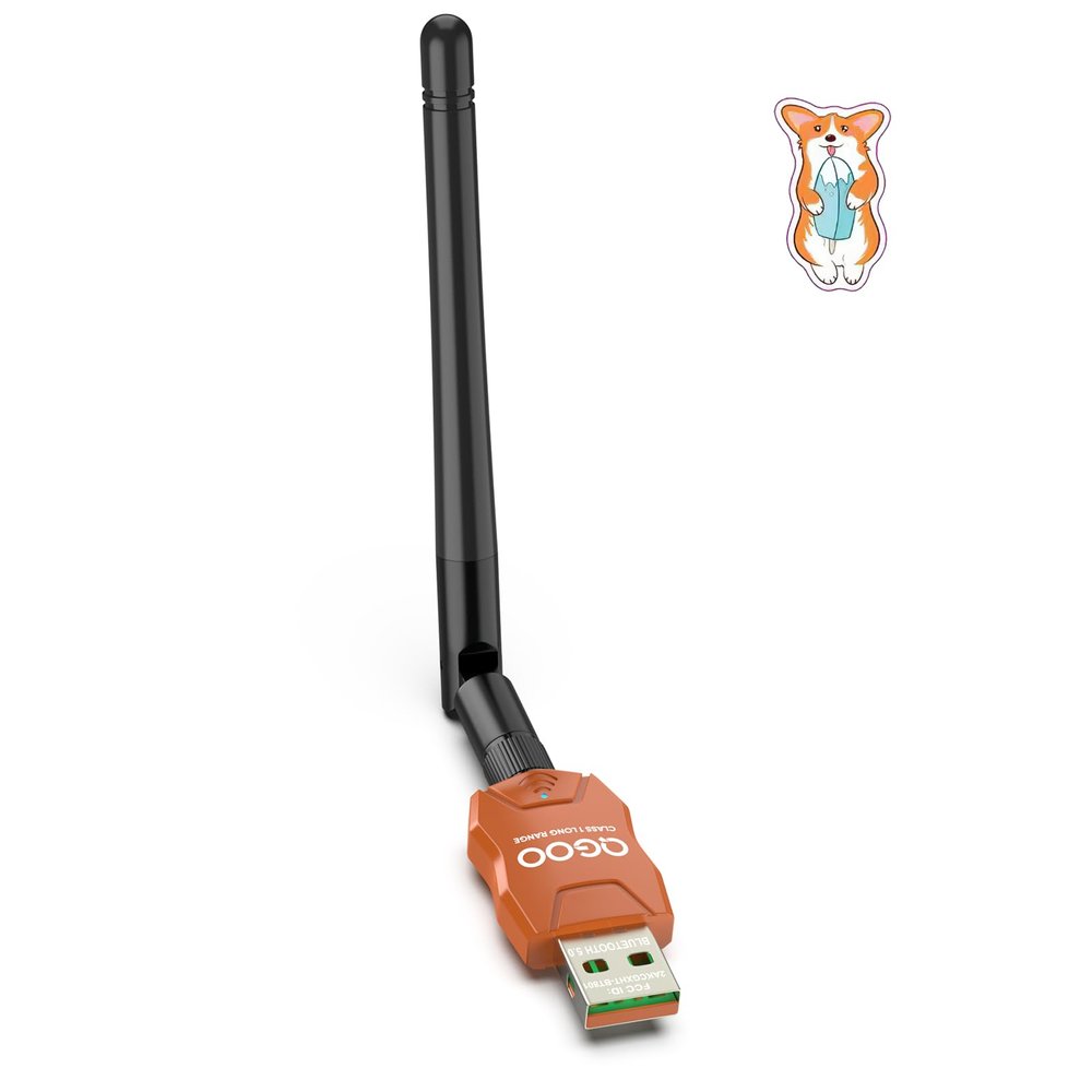 Class 1 Long Range Bluetooth Adapter for PC, QGOO USB Bluetooth Adapter for PC 5.3+EDR, Dongle Receiver Support Windows10/8.1/8/7orange-213