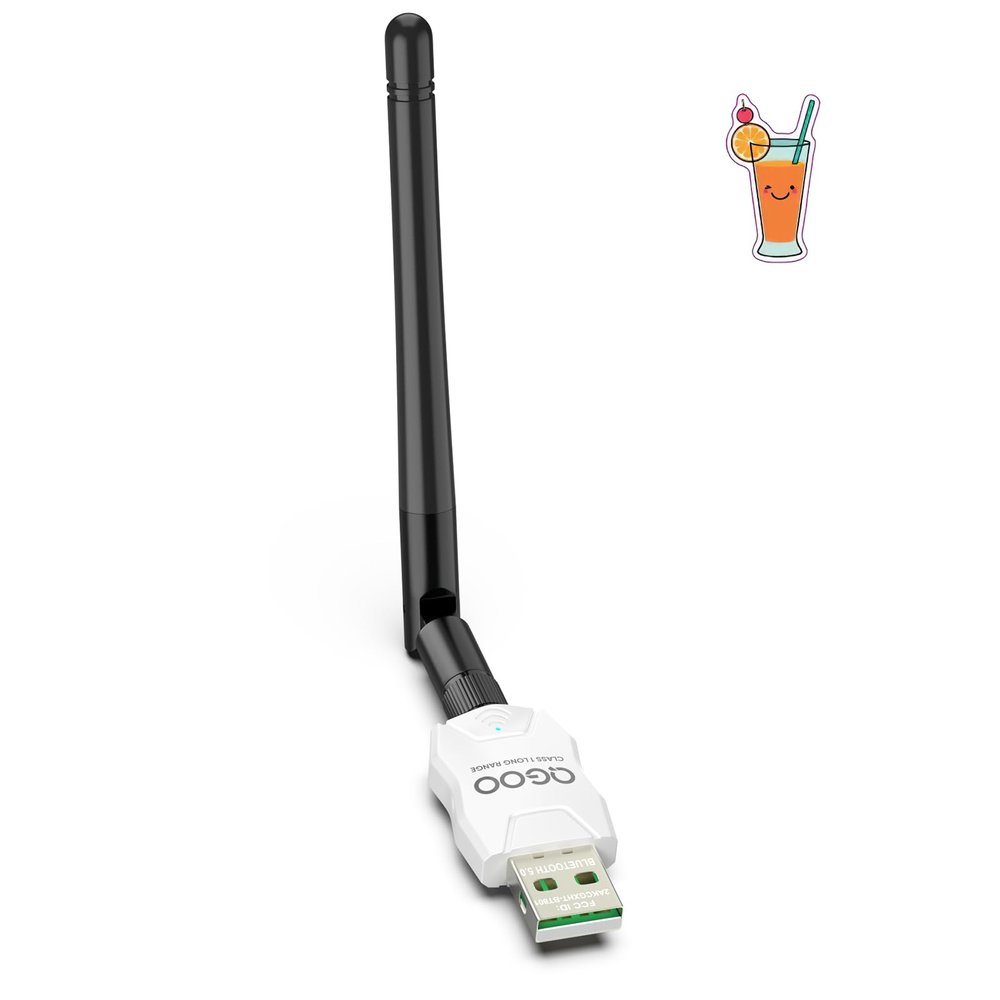 Class 1 Long Range Bluetooth Adapter for PC, QGOO USB Bluetooth Adapter for PC 5.3+EDR, Dongle Receiver Support Windows10/8.1/8/7white-181