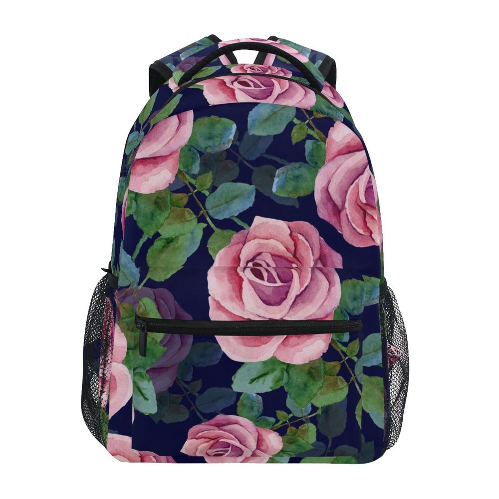ALAZA Pink Rose Blue Backpack for Women Men,Travel Casual Daypack College Bookbag Laptop Bag Work Business Shoulder Bag Fit for 14 Inch Laptop