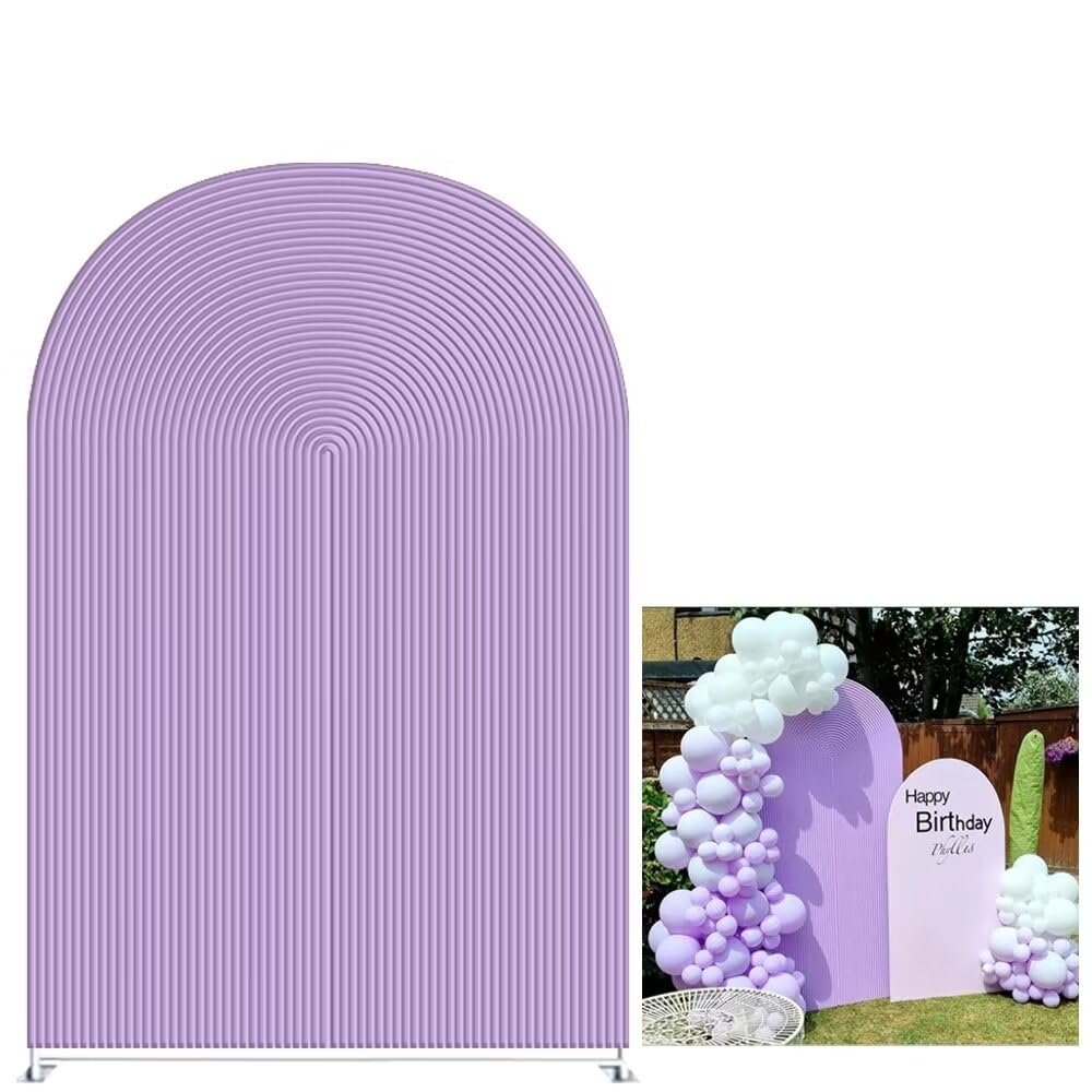 KONPON Purple Ripples Arched Frame Fabric Cover for Birthday Partied Double-Sided Stretchy Chiara Backdrops Arched Wall Stands Covers Arch Backdrop Cover 3x6ft