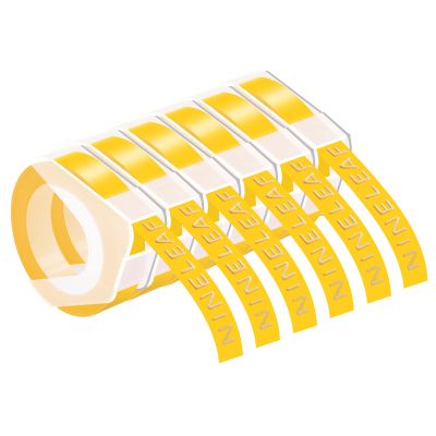 NineLeaf 6 Pack Compatible for Dymo 521208 3D Embossing Label Maker Label Tape 1/2'' 12mm White on Yellow 3D Plastic Labels for Organizer Xpress Pro, MoTEX E101 E404, Office Mate II